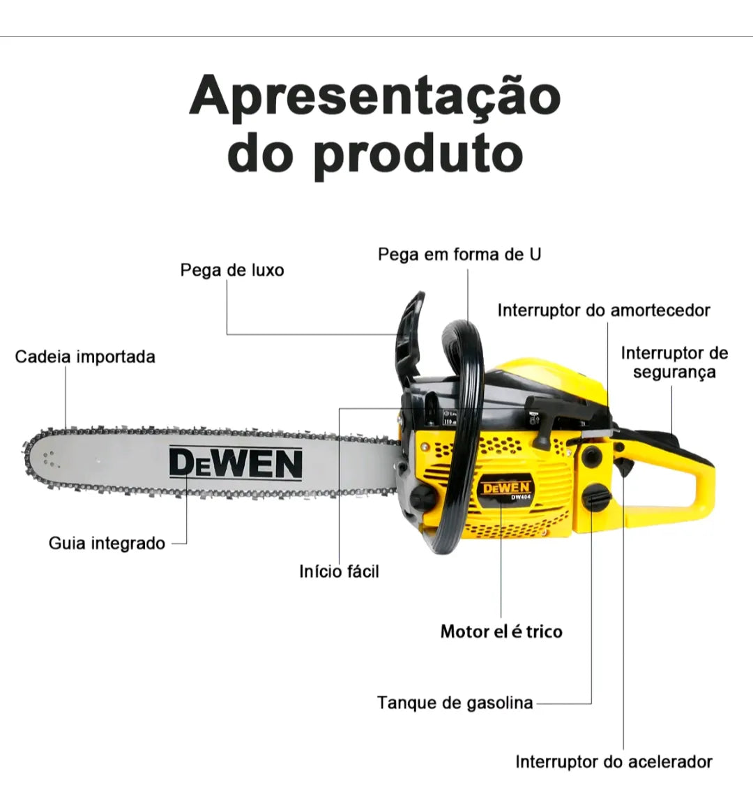 DEWEN MOTOSERRA A GASOLINA 52cc 20 POLEGADAS 3.0hp/2.2kw