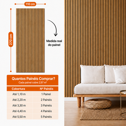 PAINEL RIPADO MADEIRA NATURAL - 270x110cm