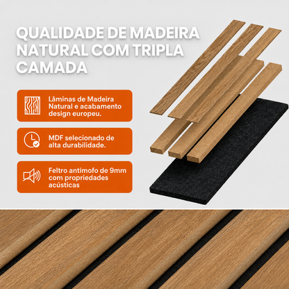 PAINEL RIPADO MADEIRA NATURAL - 270x110cm